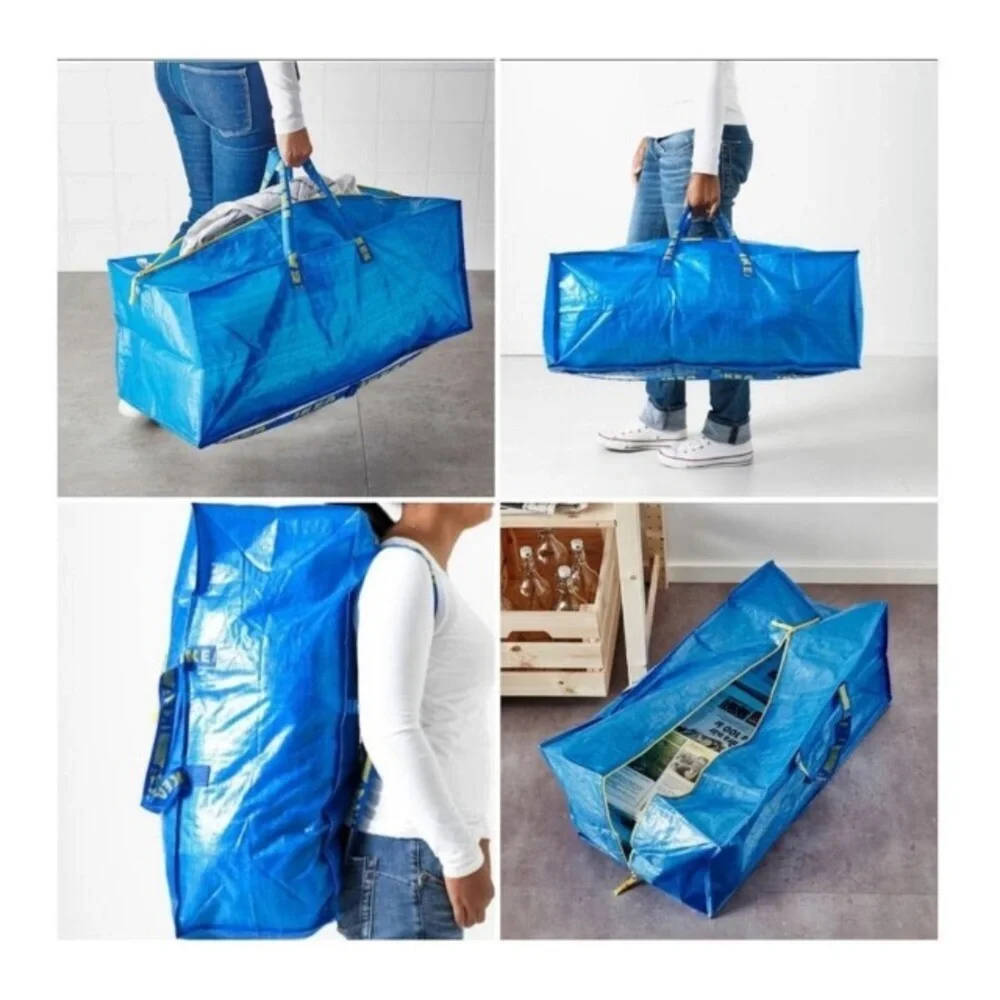 2 IKEA Reusable Frakta Zipper Tote Bags Large Backpack Bag NEW NWT